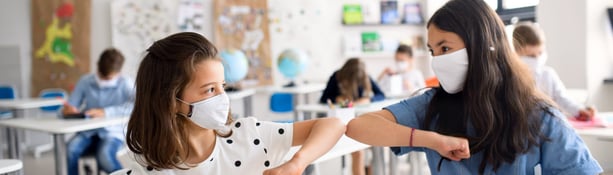 Children,With,Face,Mask,Back,At,School,After,Covid-19,Quarantine