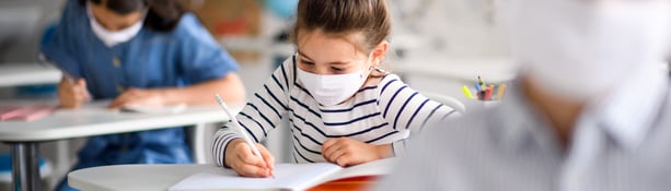 Children,With,Face,Mask,Back,At,School,After,Covid-19,Quarantine