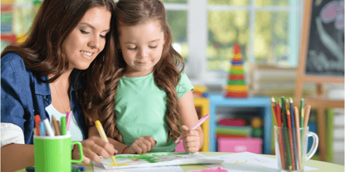 Mum and daughter colouring in