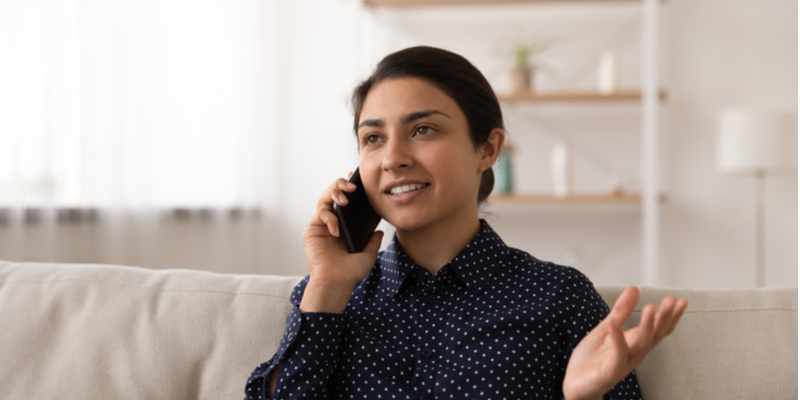 young mum on phone