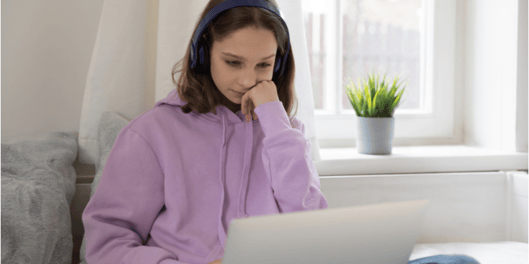 young teen social phobia school work on laptop