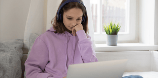 young teen social phobia school work on laptop